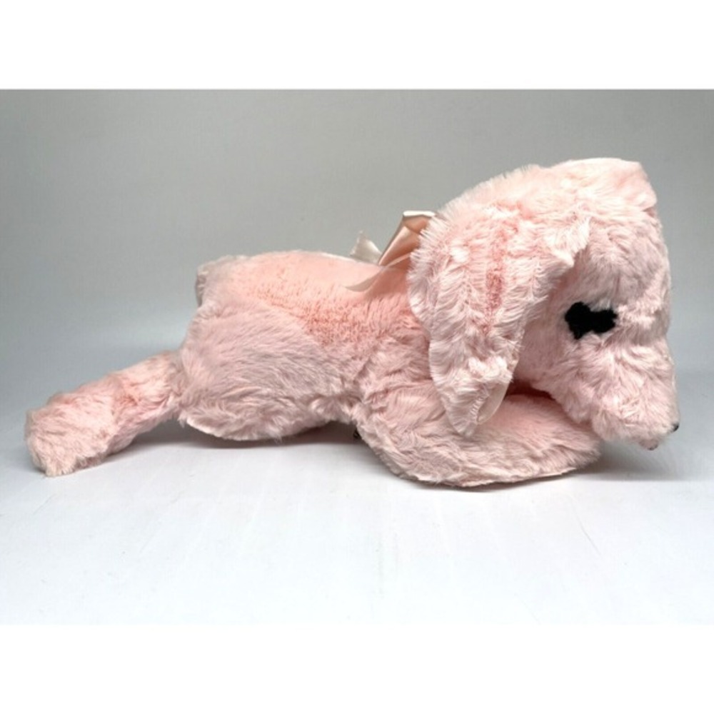 Pink Dog Satin Ears Plush Music Box Rock A Bye Baby Thorens Swiss RARE Vintage